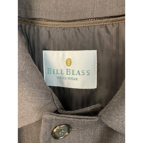 Rare Vintage Y2K Bill Blass Mens Trench Coat 48R Wool Single Breast Zip Away - Picture 2 of 16